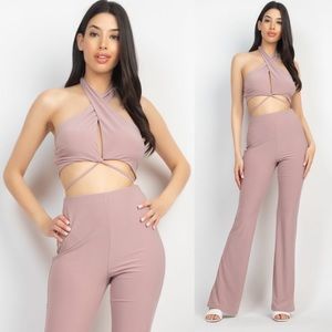 NEW Taupe Halter Top & High Waist Pants Set
